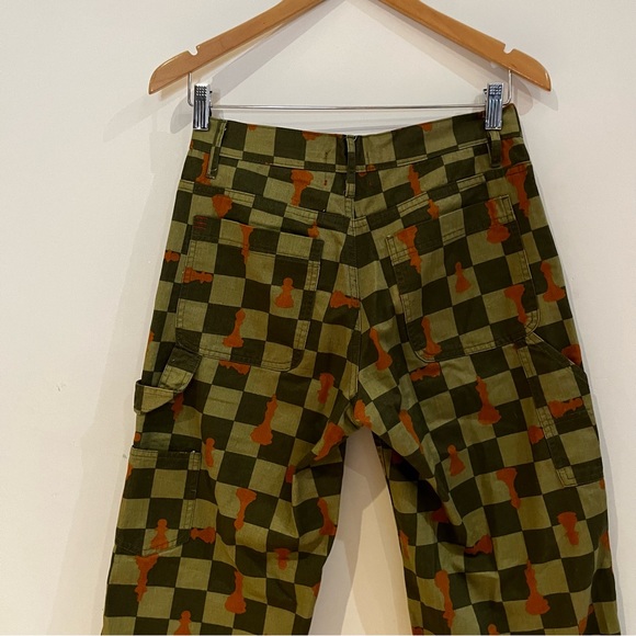BDG,size 25, pants with chess board and chess print green and orange - Picture 5 of 5